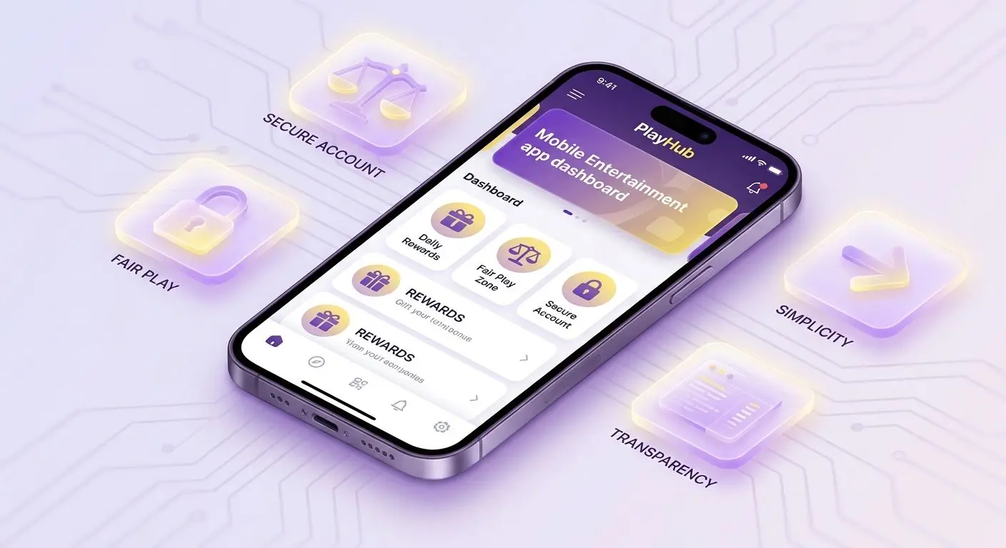PlayOJO App Key Benefits Key advantages of the PlayOJO mobile app shown around a smartphone