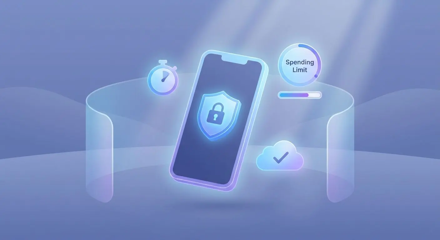 Safe and Responsible Play in the App Mobile app safety and responsible play illustration with shield and timer
